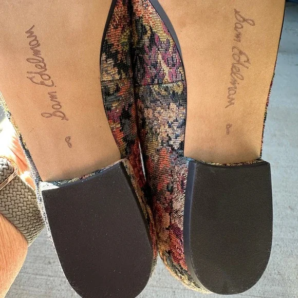 Sam Edelman Floral Tapestry Embellished Buckle Pointed Toe Ballet Flats Granny - Picture 14 of 14